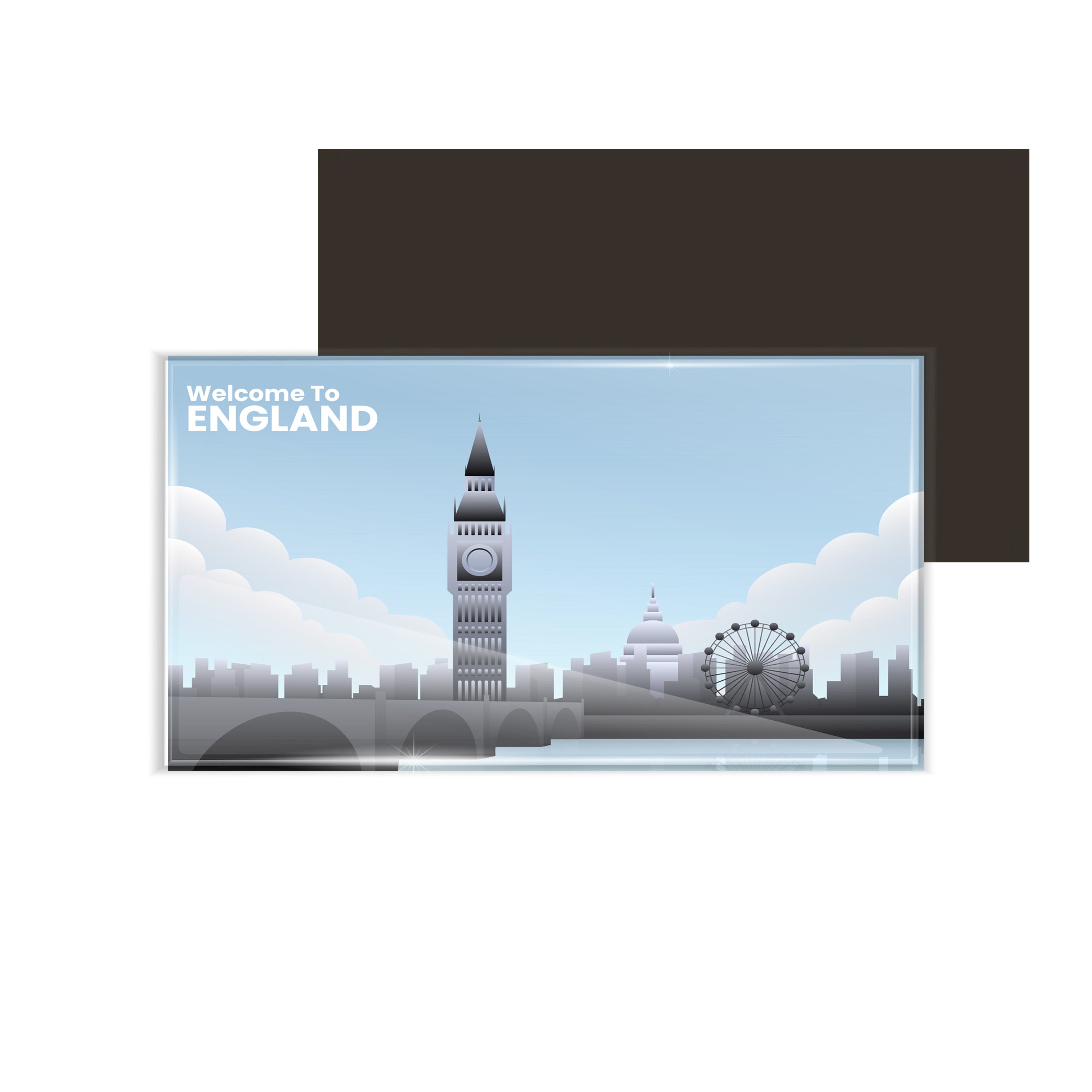 dhcrafts Fridge Magnet Rectangle Acrylic Glass (8.6 x 5.4 cm) Multicolor Travel England D2 Design Pack of 1